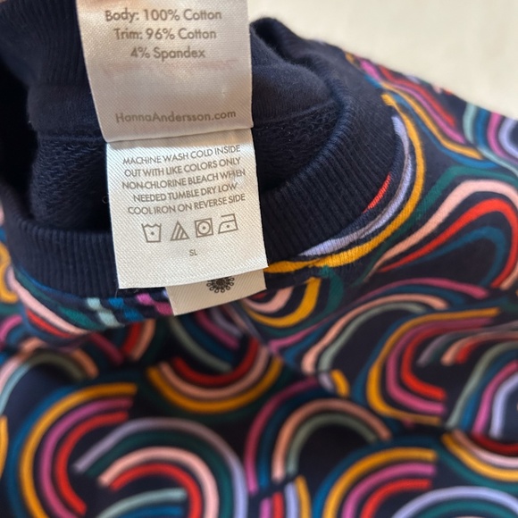 HANNA ANDERSSON cozy rainbow navy sweatshirt 10/140cm - long sleeve, ribbed cuff - Picture 6 of 8